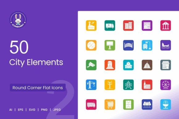 A Designer's Review of the 50 City Elements Filled Round Icons for Embroidery