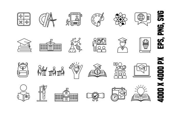 A Professional Look at School Icons Set for Embroidery Projects