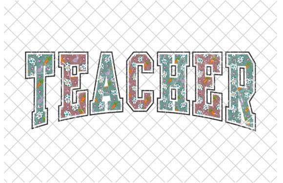 Retro Teacher Sublimation Easter Design in Real Embroidery